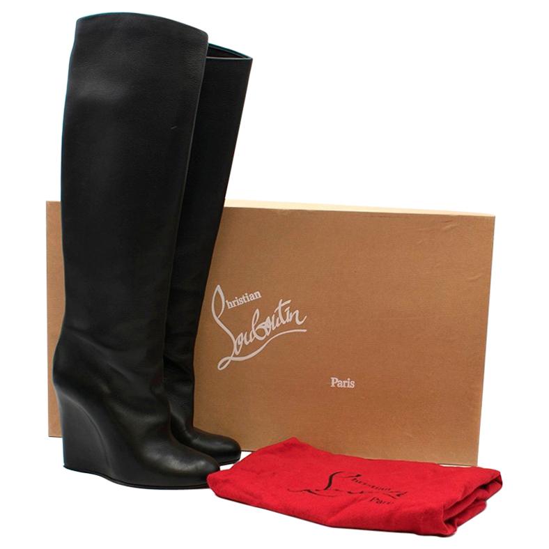 Christian Louboutin Zepita 100 Leather Wedge Boots US 9