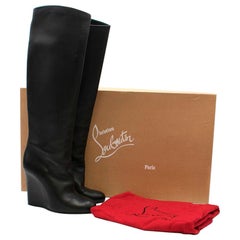 Christian Louboutin Zepita 100 Leather Wedge Boots US 9