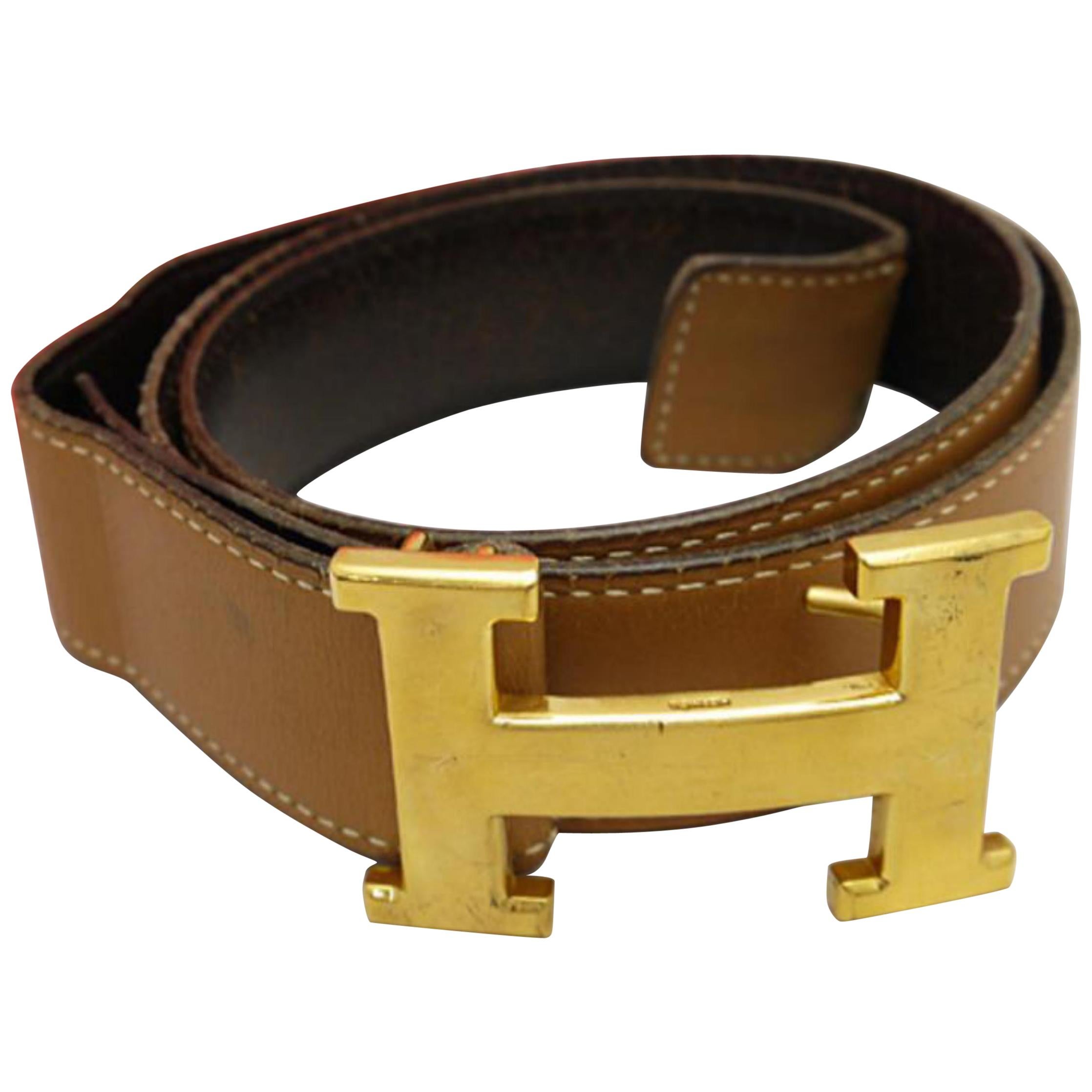 Hermès Brown 32mm Reversible H Lobo Kit 226876 Belt For Sale