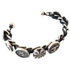 Chanel Black 96p Clover Cc Charm Cuff Chain 232011 Bracelet