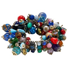 Vintage Christian Dior 1959 Cluster Bracelet With Venetian Glass Charms