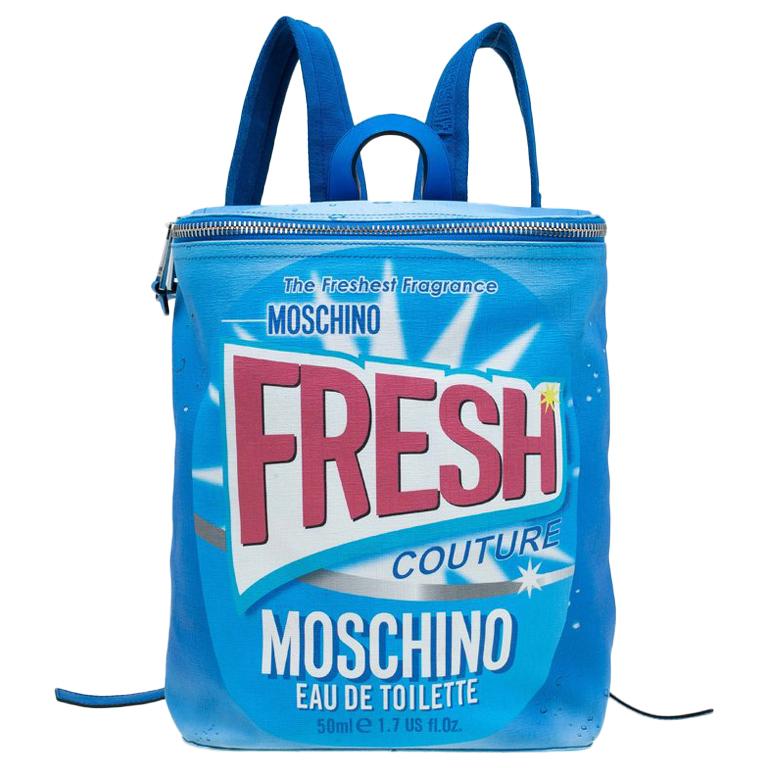 Moschino Blue PVC Fresh Couture Print Backpack