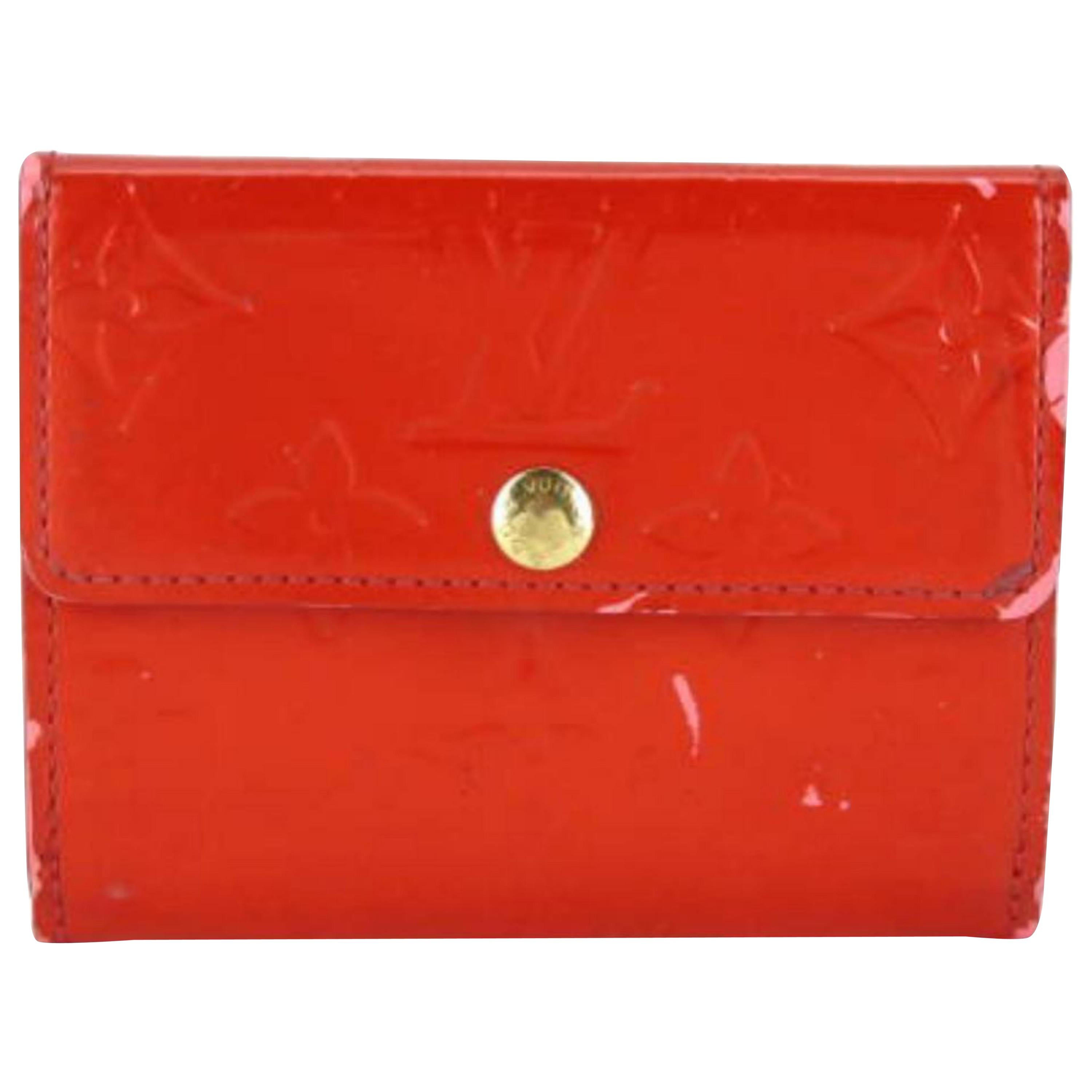Louis Vuitton Red Monogram Vernis Card Case 226250 Wallet For Sale