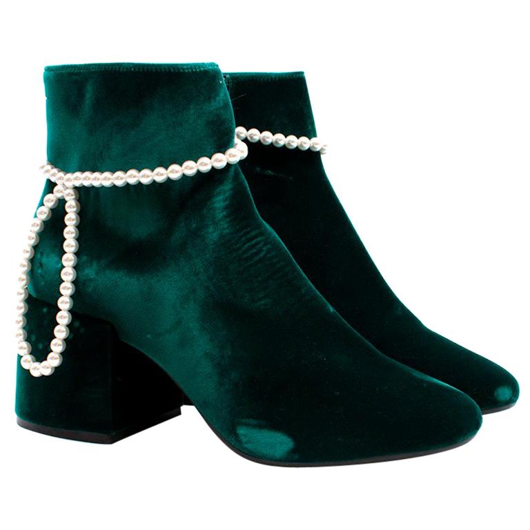 MM6 Maison Margiela Embellished Velvet Ankle Boots US 6.5