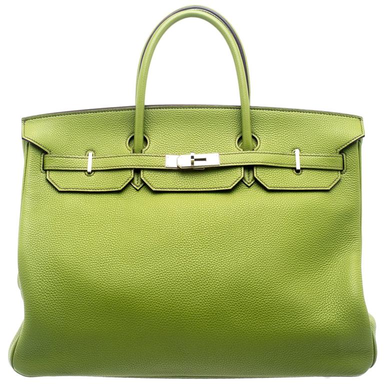 Hermes Pistacio Green Togo Leather Palladium Hardware Birkin 40 Bag