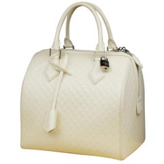 Vintage Louis Vuitton Speedy Damier Facette Cube 225784 White Patent Leather Satchel