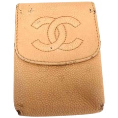 Chanel Beige Cc Logo Caviar Pouch 216757