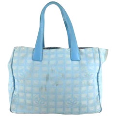 Vintage Chanel New Line Travel 225610 Blue Coated Canvas Tote