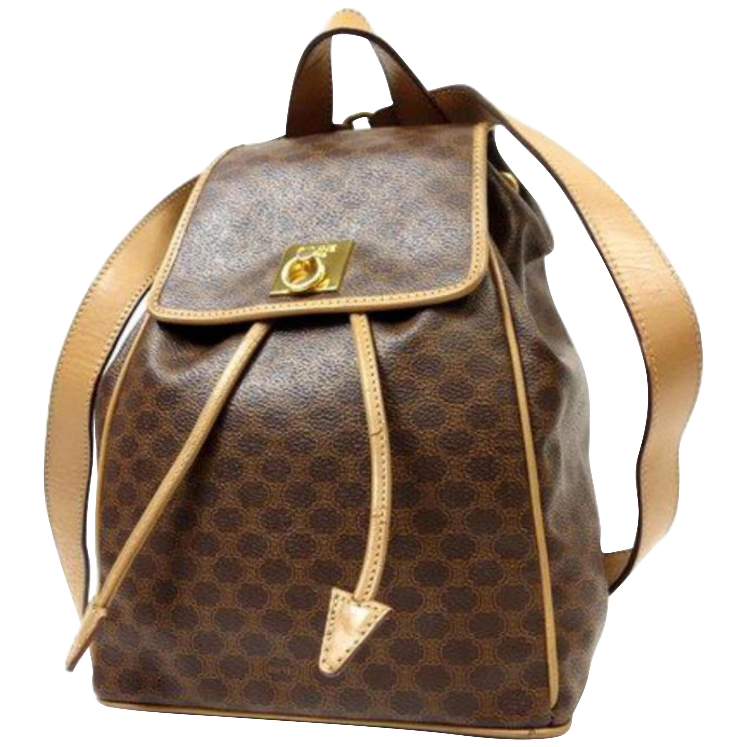 Céline Macadam Monogram 226343 Brown Coated Canvas Backpack For Sale