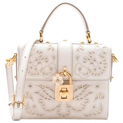 Dolce and Gabbana Lace Padlock Nappa Leather Top Handle Bag For Sale at ...