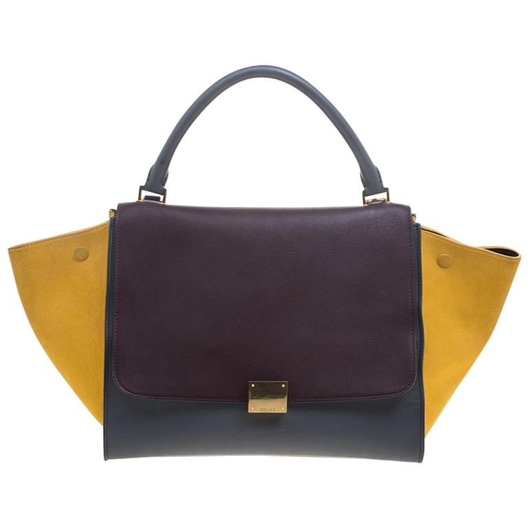 Celine Tricolor Leather and Suede Medium Trapeze Tote