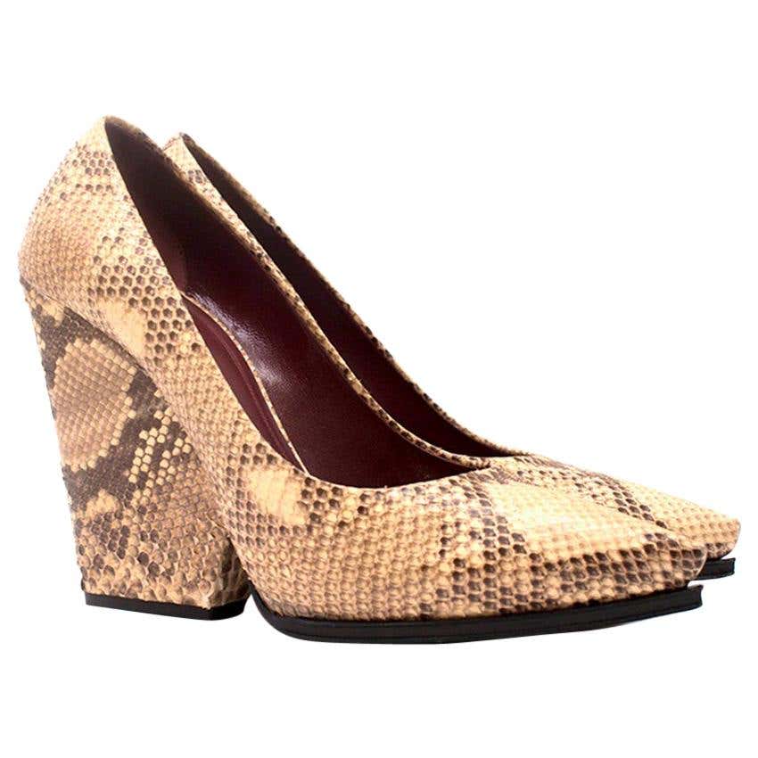 Celine Python Block Heel Pumps US 10 at 1stDibs