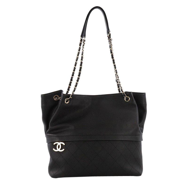 Chanel Zip and Carry Shopping Tote Quilted Caviar Large