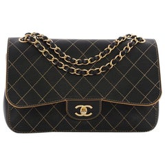 Chanel Classic Double Flap Bag Stitched Calfskin Jumbo