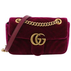 Used Gucci GG Marmont Flap Bag Matelasse Velvet Mini