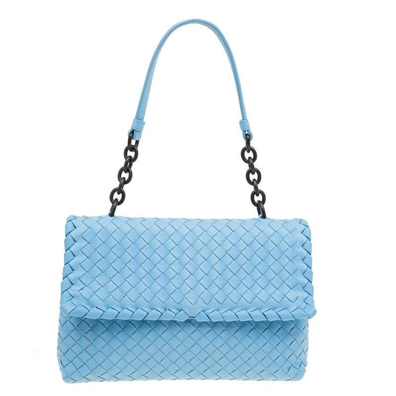 Bottega Veneta Baby Blue Intrecciato Leather Small Olimpia Top Handle ...