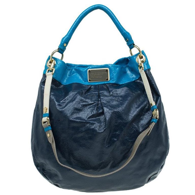 Marc by Marc Jacobs Navy Blue Patent Leather And Monogram Denim Satchel Marc  by Marc Jacobs
