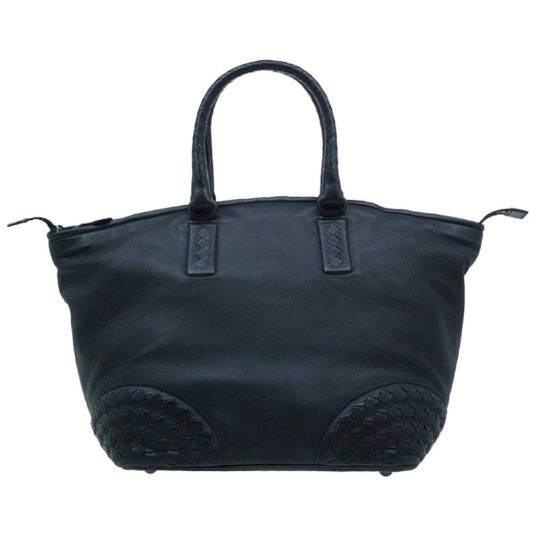 Bottega Veneta Black Nappa Intrecciato Leather Small Tote Bag For Sale ...