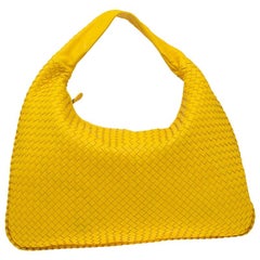 Bottega Veneta Yellow Intrecciato Leather Maxi Veneta Hobo Bag