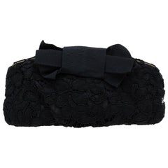 Dolce and Gabbana Black Lace Bow Evening Bag