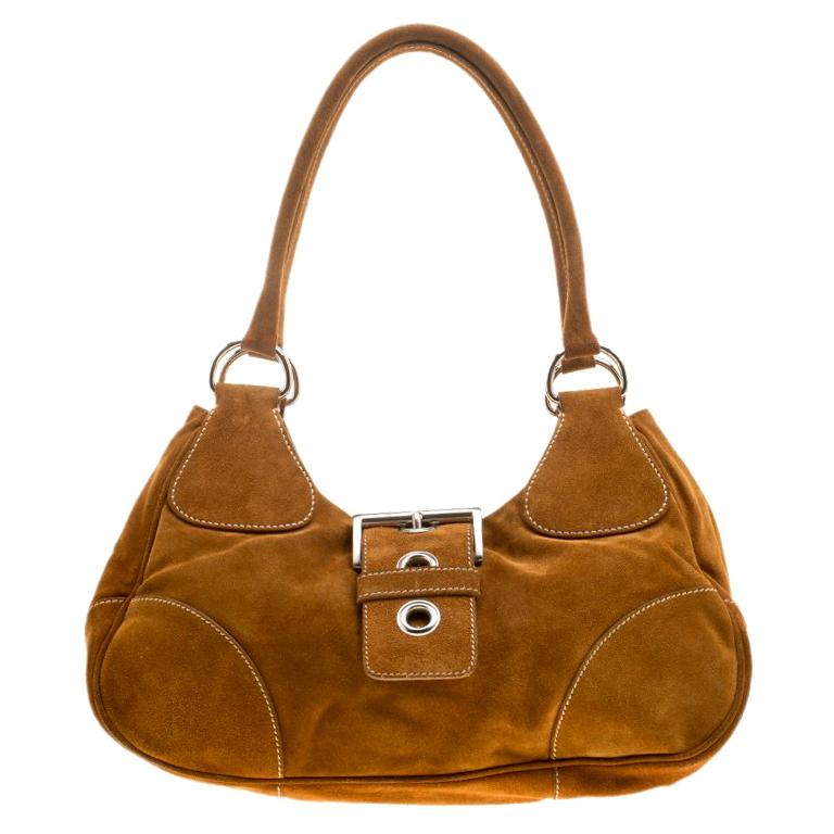 Prada 2000s Camel Leather Top Handle Bag – Vintage by Misty