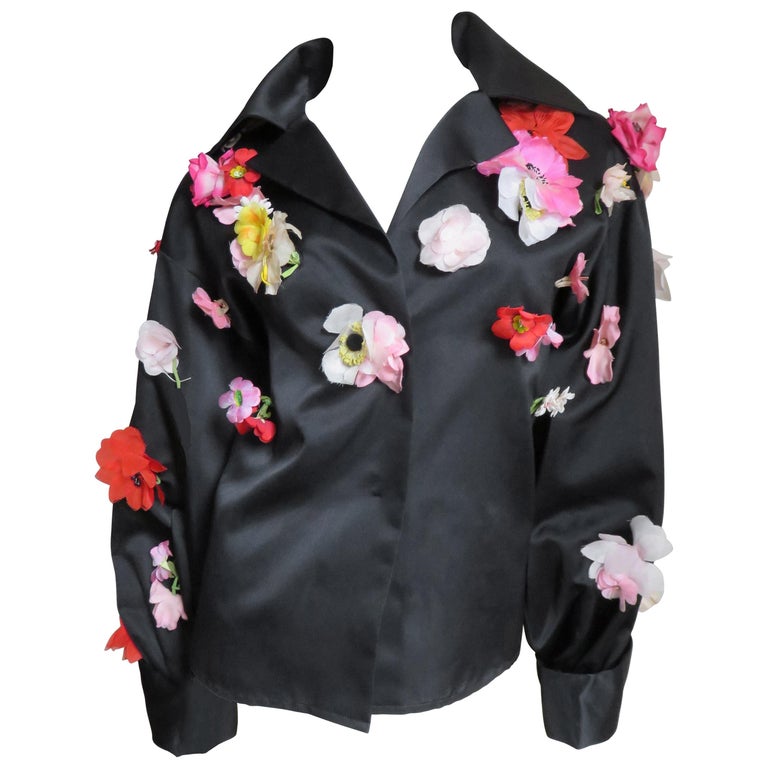 Bill Blass New 1970s Flower Applique Jacket For Sale at 1stDibs
