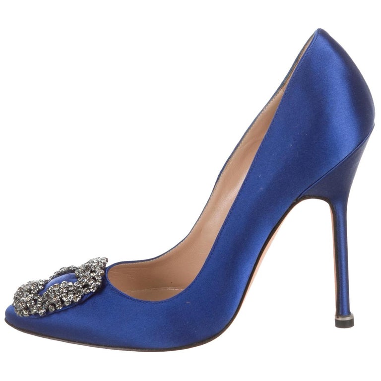 Manolo Blahnik NEW Blue Satin Crystal 'Sex in the City' Evening Pumps ...