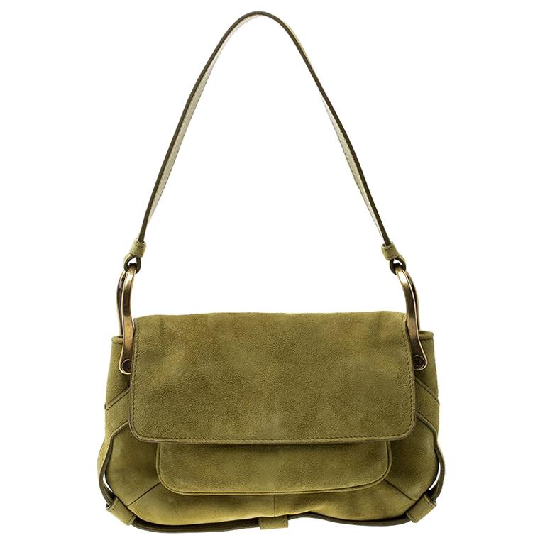 Saint Laurent Green Suede Shoulder Bag For Sale at 1stDibs