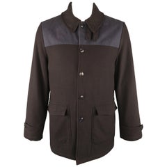 ADAM KIMMEL L Navy Wool / Nylon Buttoned Patch Pocket Coat