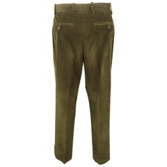 ETRO Size 32 Forest Green Corduroy Zip Fly Dress Pants