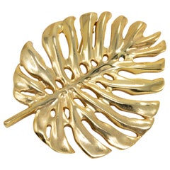 Oscar de la Renta Bold Gold Monstera Leaf Brooch, Pin