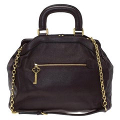 Dolce and Gabbana Choco Brown Leather Key Zipper Top Handle Bag