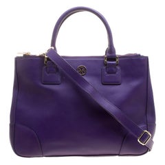 Tory Burch Purple Leather Robinson Tote For Sale at 1stDibs | tory burch  purple purse, purple tory burch purse, tory burch bag purple