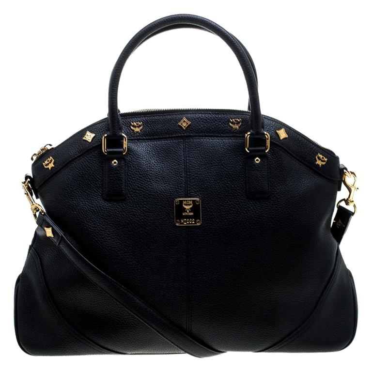 MCM Black Leather Satchel