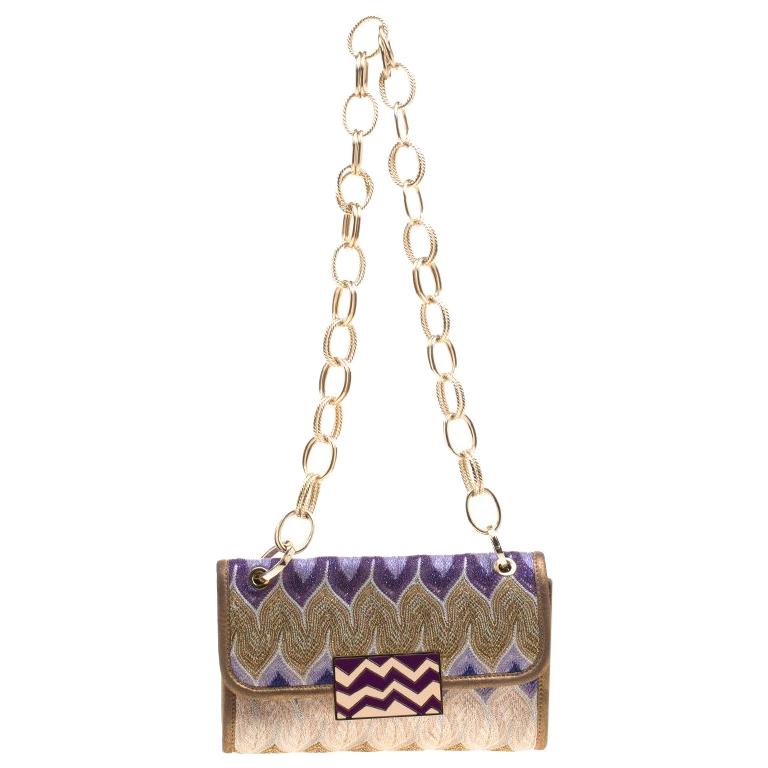 Missoni Multicolor Fabric Chain Shoulder Bag For Sale at 1stDibs