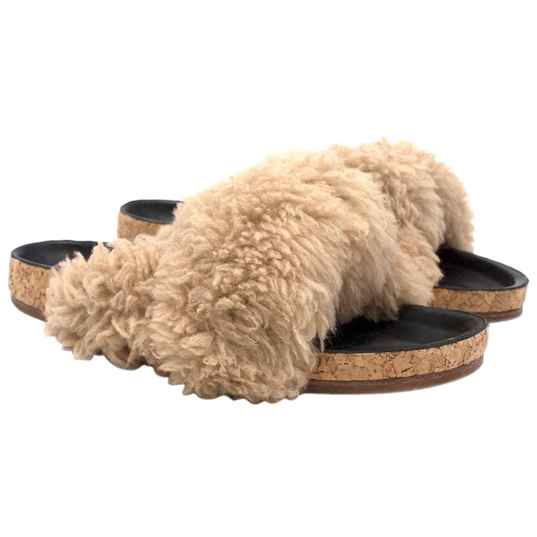 Chloe Shearling Fur Flat Slide Sandal US 10