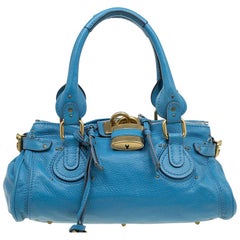 Chloe Blue Leather Medium Paddington Satchel