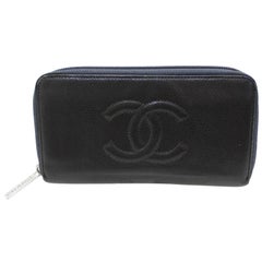 Vintage Chanel Black/Grey Caviar Timeless L-gusset Zip 226745 Wallet