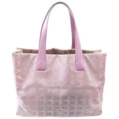 Vintage Chanel New Line Mm 226702 Pink Nylon X Leather Tote