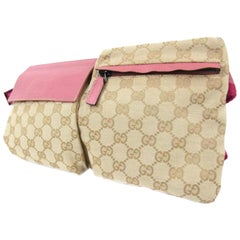 Gucci (Ultra Rare) Monogram Belt 226616 Pink Coated Canvas Cross Body Bag