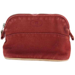Hermès Bolide Cosmetic Pouch 226611 Red Coated Canvas Clutch