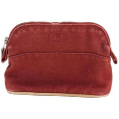 Vintage Hermès Bolide Cosmetic Pouch 226611 Red Coated Canvas Clutch