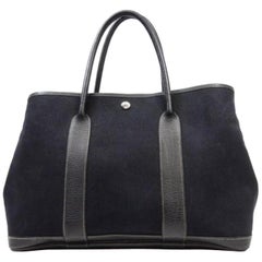 Vintage Hermès Garden Party 226583 Black Coated Canvas Tote