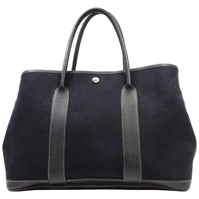 Hermès Garden Party 226583 Black Coated Canvas Tote For Sale at 1stDibs