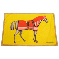 Hermès Yellow X Orange Horse Logo H Towel 226863