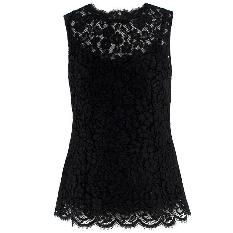 Dolce and Gabbana Black Lace Top US 4 at 1stDibs