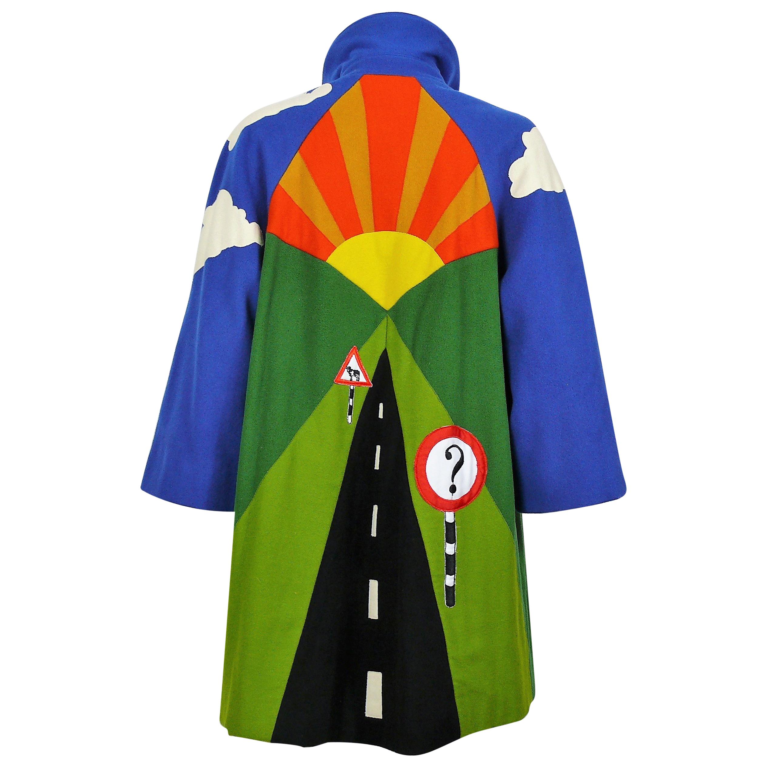 Moschino Vintage Road Sign Applique Novelty Coat US Size 6