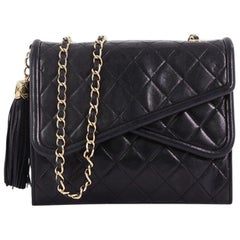 Chanel Vintage Crossover Flap Bag Quilted Lambskin Small