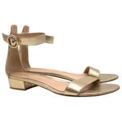 Gianvito Rossi Versilia 20mm gold leather sandals US 11