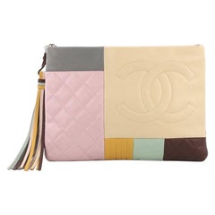 Chanel O Case Clutch Colorblock Quilted Leather Medium